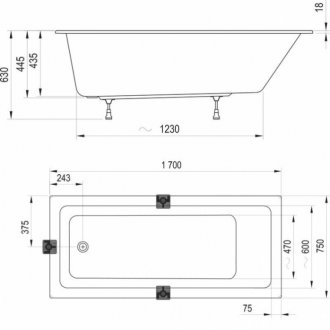 Ванна акриловая Ravak 10° Slim 170x75