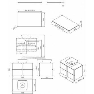 Мебель для ванной Ravak SD Balance 800 со столешницей белый глянец/графит