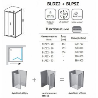 Душевой уголок Ravak Blix BLDZ2/BLPSZ 80x80