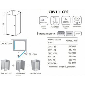 Душевой уголок Ravak Chrome CRV1/CPS 90x90 сатин