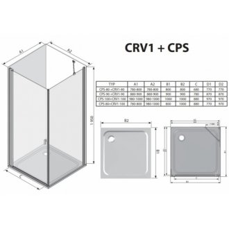 Душевой уголок Ravak Chrome CRV1/CPS 100x80 блестящий