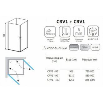 Душевой уголок Ravak Chrome CRV1/CRV1 100x100