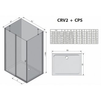 Душевой уголок Ravak Chrome CRV2/CPS 90x80 белый