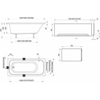 Ванна акриловая Ravak Chrome 180x80