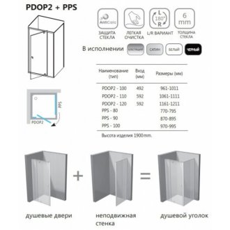 Душевой уголок Ravak Pivot PDOP2/PPS 100x100 белый/хром