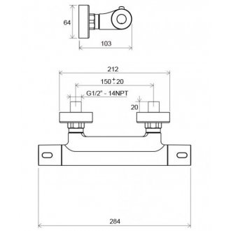 Смеситель для душа Ravak TE 033.00/150 Termo 300