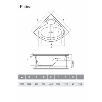 Ванна Relisan Polina 120х120