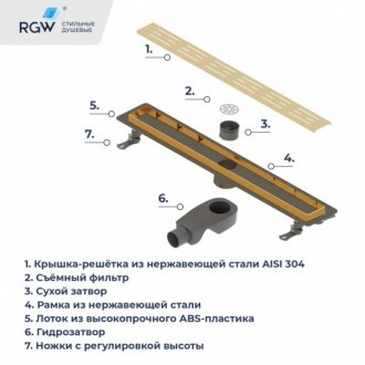 Душевой лоток RGW Drain Leo-30Gb-60