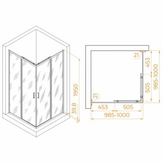 Душевой уголок RGW Passage PA-030B 100x100 прозрачный