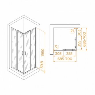 Душевой уголок RGW Passage PA-030B 70x70 прозрачный