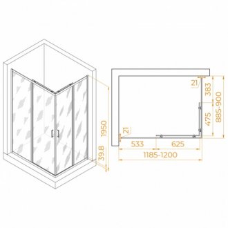 Душевой уголок RGW Passage PA-040B 120x90 матовый