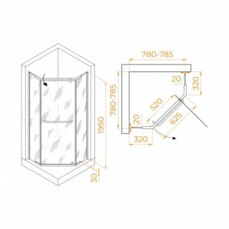 Душевой уголок RGW Passage PA-081B 80x80 прозрачный