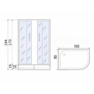 Душевой уголок River Don 100/80/24 MT L с поддоном