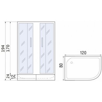 Душевой уголок River Don 120/80/24 MT R с поддоном