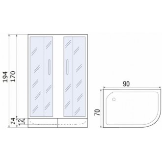 Душевой уголок River Don 90/70/24 MT L с поддоном