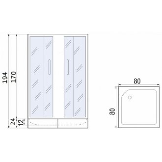 Душевой уголок River Morava 80/24 MT с поддоном