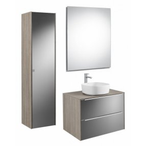 Мебель для ванной с накладной раковиной Roca Inspira 80 см городской дуб с зеркалом