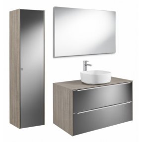 Мебель для ванной с накладной раковиной Roca Inspira 100 см городской дуб с зеркалом