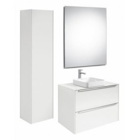 Мебель для ванной со встроенной раковиной Roca Inspira Square 80 см белый глянец