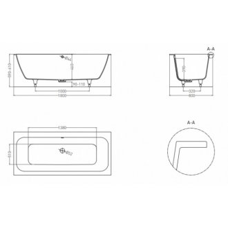 Ванна из камня Salini Orlando Axis Kit 103312G, 180х80 см, белый глянец