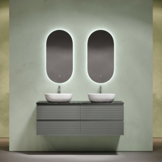 Тумба с раковинами и столешницей Sancos Folk 140 серая TT140A1X