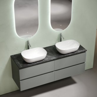 Тумба с раковинами и столешницей Sancos Folk 140 серая TT140A1X