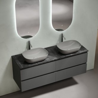 Тумба с раковинами и столешницей Sancos Folk 140 темно-серая TT140A1X