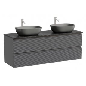 Тумба с раковинами и столешницей Sancos Folk 140 темно-серая TT140A1X