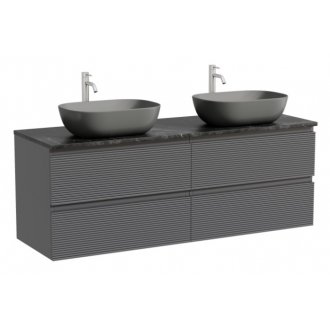 Тумба с раковинами и столешницей Sancos Folk 140 темно-серая TT140A1X