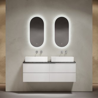 Тумба с раковинами и столешницей Sancos Folk 140 белая TT140A1