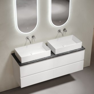 Тумба с раковинами и столешницей Sancos Folk 140 белая TT140A1