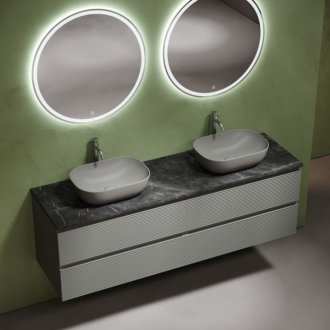 Тумба с раковинами и столешницей Sancos Folk 160 серая TT160A1X