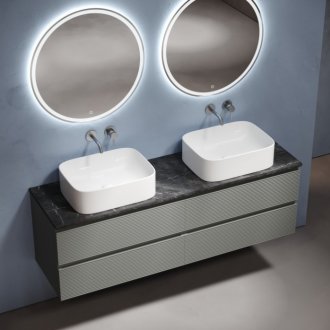 Тумба с раковинами и столешницей Sancos Folk 160 серая TT160A1