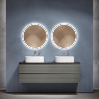 Тумба с раковинами и столешницей Sancos Folk 160 серая TT160A1