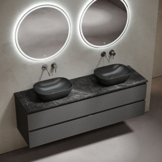 Тумба с раковинами и столешницей Sancos Folk 160 темно-серая TT160A1
