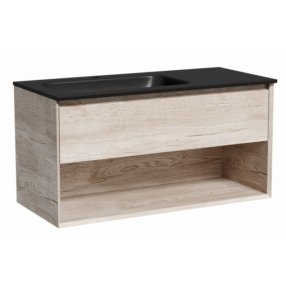 Тумба с раковиной Sancos Marmi 1.0 100 дуб галифакс Black левая