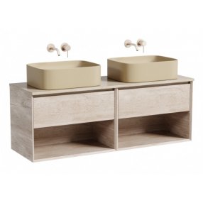 Тумба с раковинами и столешницей Sancos Marmi 1.0 140 дуб галифакс TT140A2