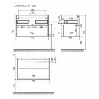 Мебель для ванной Sancos Marmi 1.0 80 дуб чарльстон