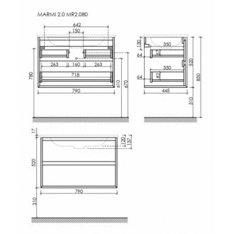 Мебель для ванной Sancos Marmi 2.0 80 дуб чарльстон Black