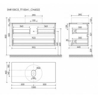 Мебель для ванной со столешницей Sancos Snob R 100 SNR100CE+TT100A2+CN6022