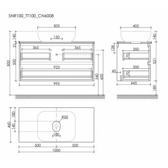 Мебель для ванной со столешницей Sancos Snob R 100 SNR100SM+TT100A2+CN6008