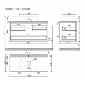 Мебель для ванной со столешницей Sancos Snob R 100 SNR100SM+TT100A2X+CN6019
