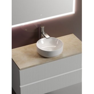 Мебель для ванной с раковиной из санфарфора и столешницей из керамогранита Sancos SNT100W Snob T 100