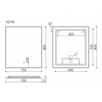 Зеркало Sancos Square 70