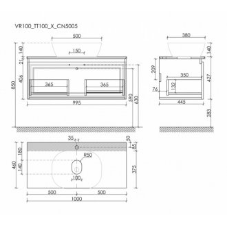 Мебель для ванной со столешницей Sancos Very 100 VR100CE+TT100A1X+CN5005