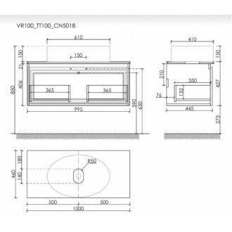 Мебель для ванной со столешницей Sancos Very 100 VR100CE+TT100A1+CN5018