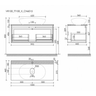 Мебель для ванной со столешницей Sancos Very 100 VR100SM+TT100A1X+CN6015