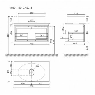 Мебель для ванной со столешницей Sancos Very 80 VR80CE+TT80A1+CN5018