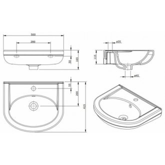 Раковина Sanindusa Cetus 135300004