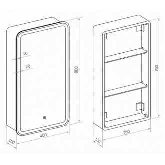 Зеркало-шкаф Taliente CBled 40 TA-CBled-EL4080R